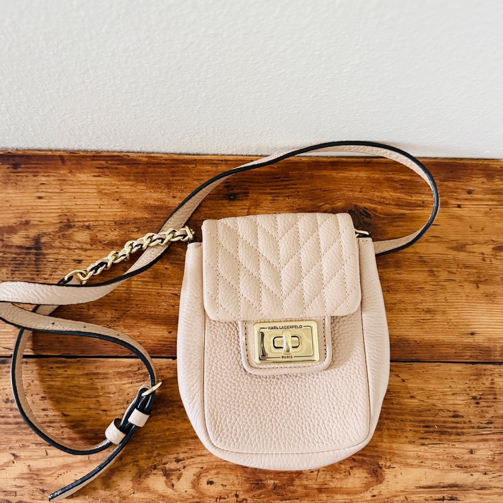 Karl Lagerfeld Agyness Paris Leather Blush Crossbody Bag in Shell